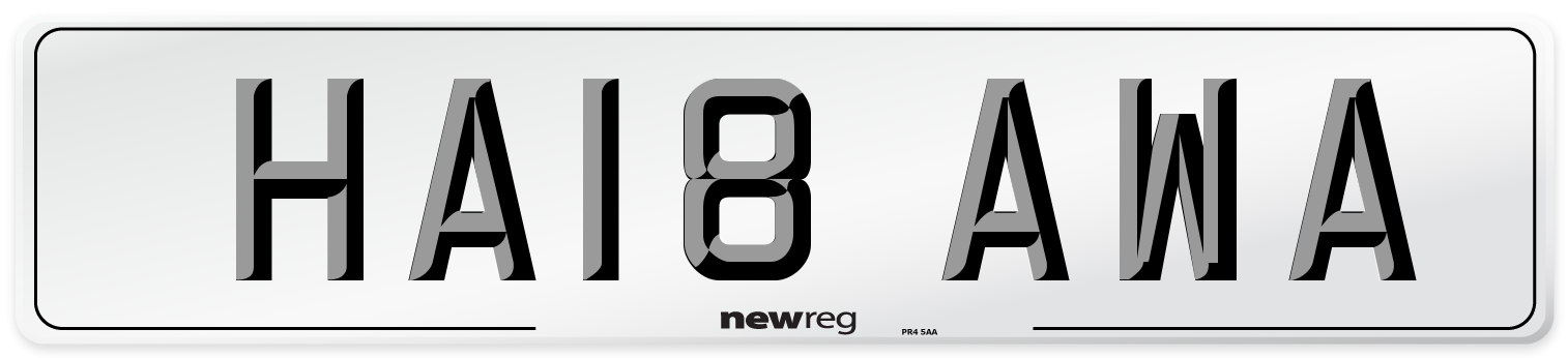 HA18 AWA Number Plate from New Reg